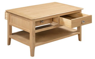 Cotswold Coffee Table With 2 Drawers, Oak Wood