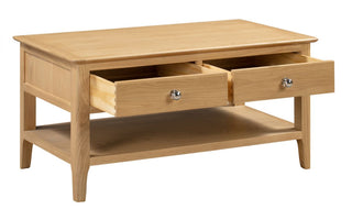 Cotswold Coffee Table With 2 Drawers, Oak Wood