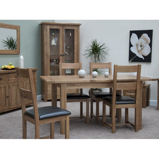 Rustic Wooden Extending Dining Table, Oak Wood