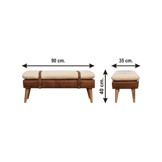 Bouclé Buffalo Hide Leather Bench