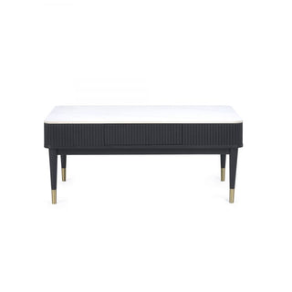 Louis Black Fluted Stone Top Coffee Table with Drawers