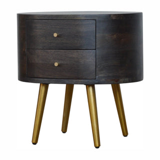 Ash Black Bedside with Brass Legs