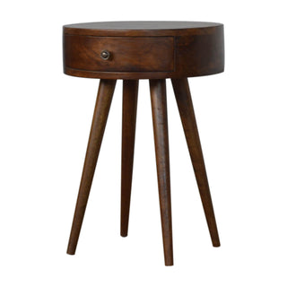 Circular Bedside Table, Chestnut