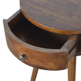 Circular Bedside Table, Chestnut