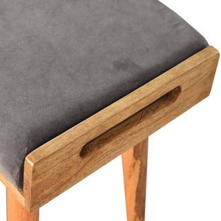 Velvet Tray Bench, Grey