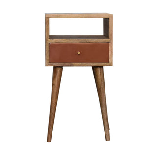 Narrow Bedside Table, Brick Red