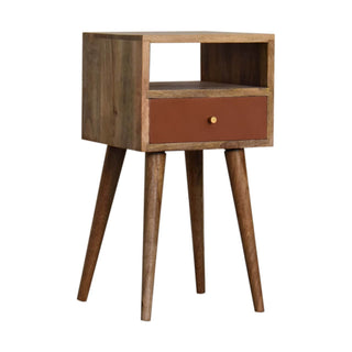 Narrow Bedside Table, Brick Red