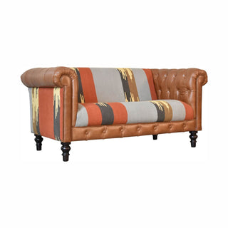 Durrie & Leather Mixed Sofa