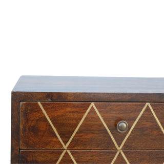 Brass Inlay 2 Drawer Bedside