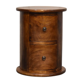 Drum Bedside Table, Chestnut