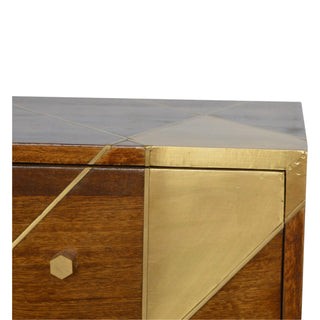 Brass Inlay Bedside, Chestnut