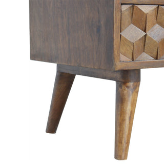 Cube Carved TV Stand, Chestnut