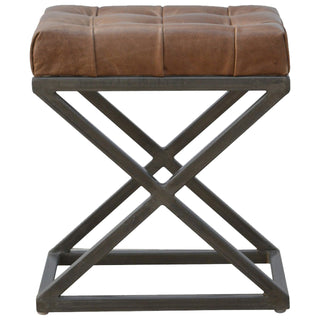 Industrial Stool, Iron and Leather