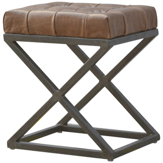 Industrial Stool, Iron and Leather