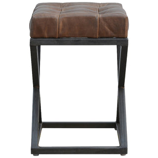 Industrial Stool, Iron and Leather